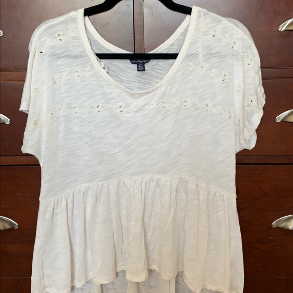 Flounce Embroidered Peplum Top